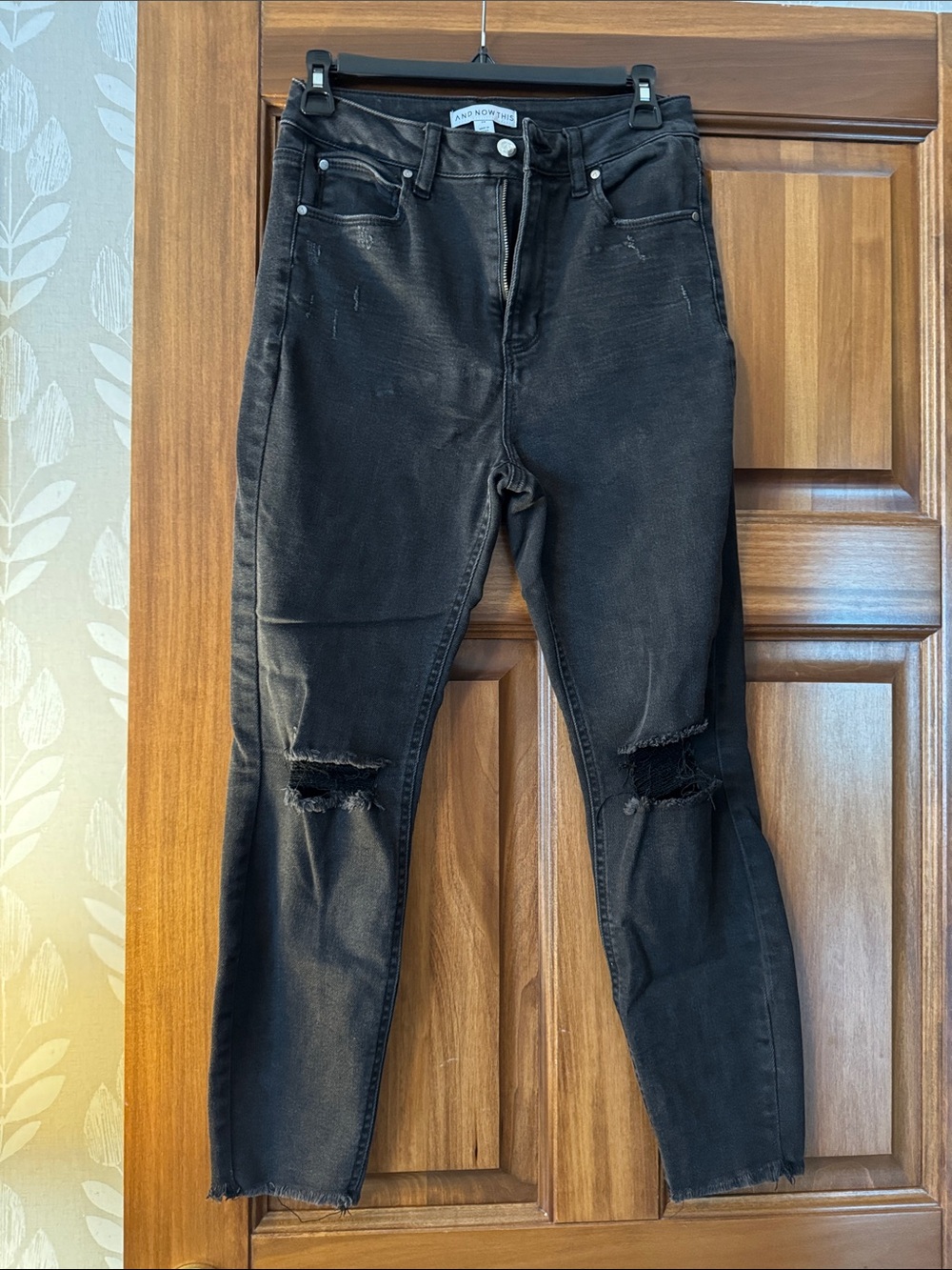 High-Rise Distressed Black Jeans